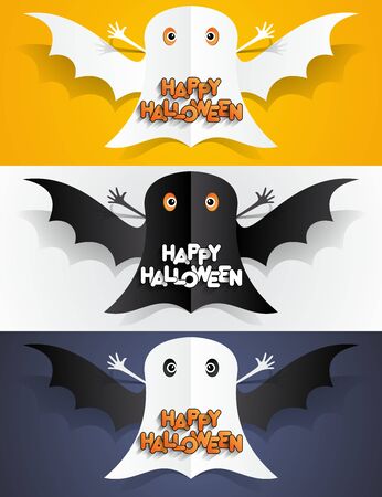 Happy Halloween card design elements on background, vector illustrationのイラスト素材