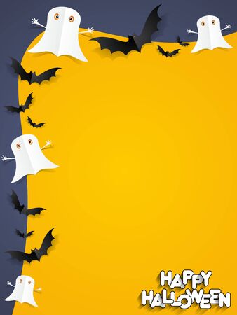 Happy Halloween card design elements on background, vector illustrationのイラスト素材