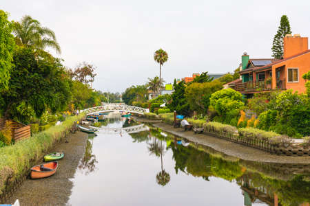 Famous Venice Canals near Venice Beach, Los Angeles, California, USAのeditorial素材
