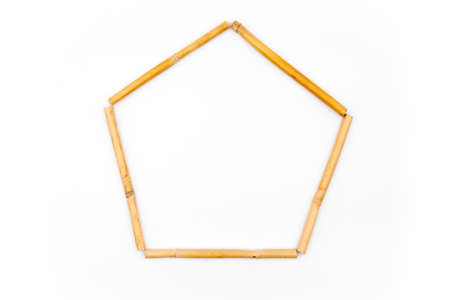 Bamboo frame on white studio backgroundの写真素材