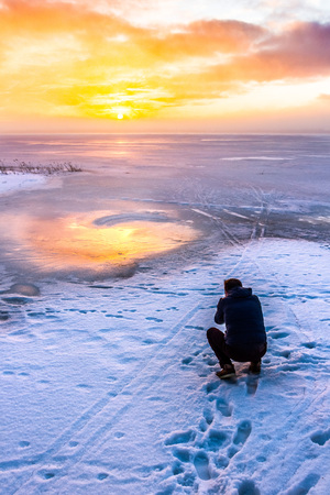 Photographer on iceの写真素材