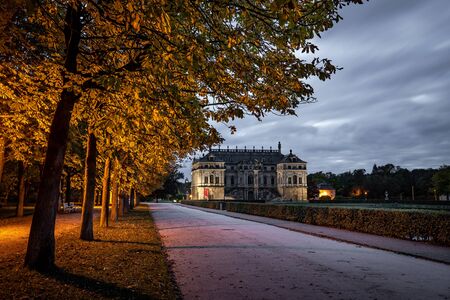 Baroque castle in the Great Garden Dresden at the blue hourのeditorial素材