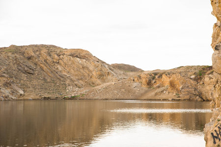 Lake in rockの写真素材