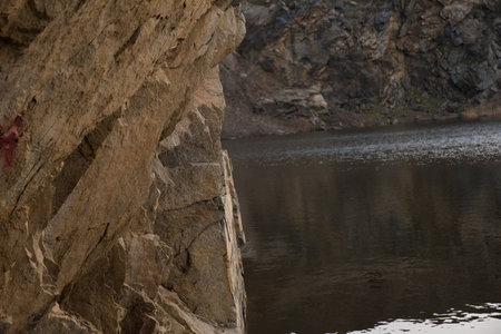 Lake in rockの写真素材