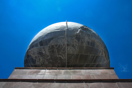 The globe, planet earth at middle of the world, latitude 0 in Ecuador の写真素材