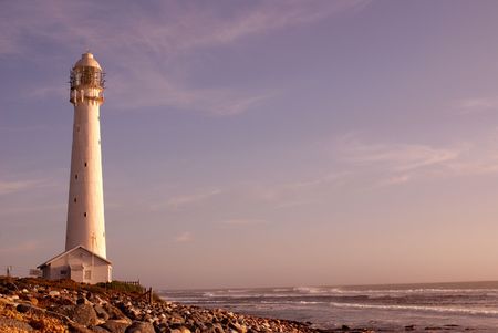 The Slangkop Lighthouse in Kommetjie, Western Cape. The tallest lighthouse in South Africa.の写真素材