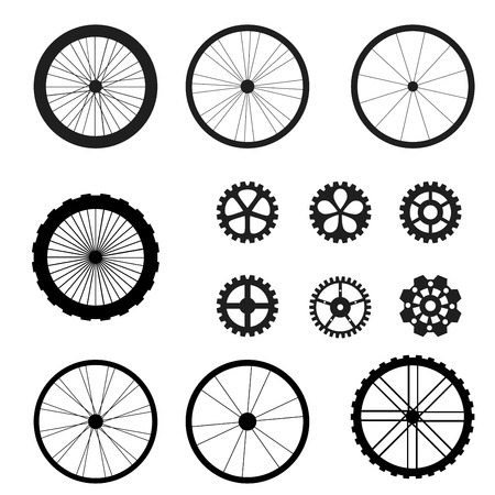 Bicycle wheel and chain wheel, spares parts of bicycle.のイラスト素材