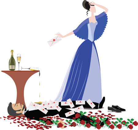 girl  poisoned man lying のイラスト素材