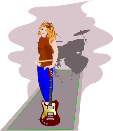 girl with  guitarのイラスト素材