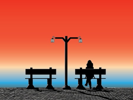 sunset on the waterfront のイラスト素材