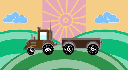 tractor in farmのイラスト素材