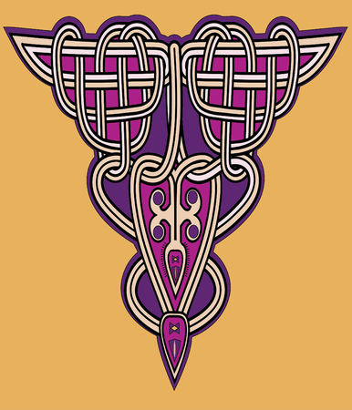 colored ornament with arrow and weaving in slavic styleのイラスト素材