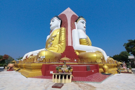 Four face buddha statue , Kyaikpun paya in Bago, Myanmarの写真素材