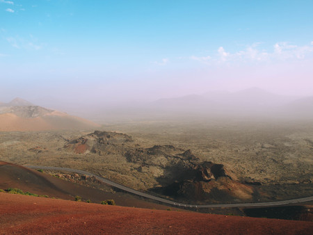 Canary islands Lanzarote Timanfaya national park with lava fields.の写真素材