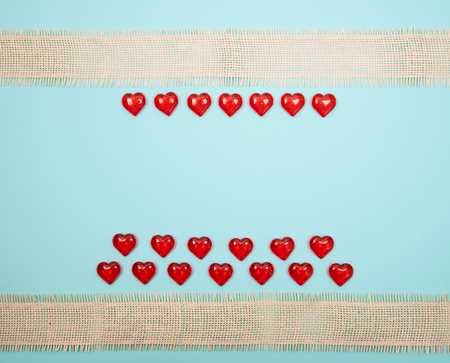 Red heart against blue background.