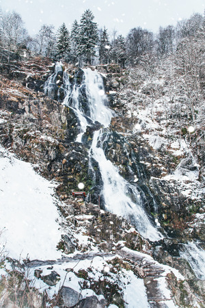 Todtnauer waterfalls at wintertime. Black forest, Germany Europeの写真素材