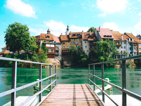 The city Laufenburg am Rhein, Germany.の写真素材