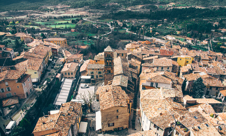 Beautiful view of village Moustiers-Sainte-Marie in France.
