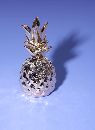 Tropical pineapple on ultraviolet background. Minimal concept art.の写真素材