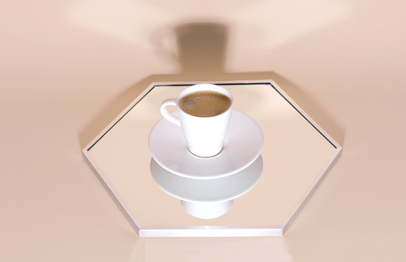 Stylish morning coffee setup. Creative minimal concept.の写真素材