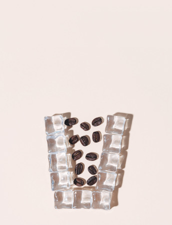 Stylish coffee setup. Cold brew, coffee with ice. Creative minimal concept.の写真素材