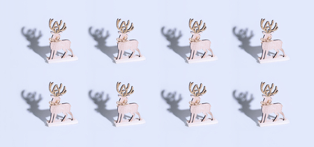 Cute reindeer chrismas decoration on bright background. Xmas and holiday concept.の写真素材