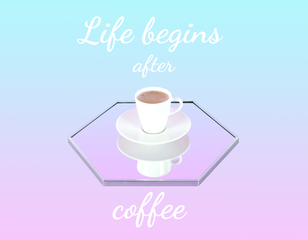 Stylish morning coffee setup. Creative minimal concept.の写真素材