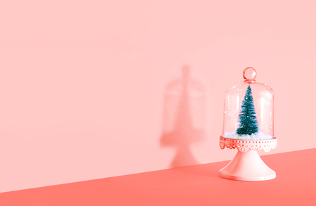 Creative Christmas design with Christmas tree. Xmas and holiday concept. Color of the year 2019.の写真素材