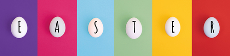 White eggs on trendy background. Creative minimal concept.の写真素材
