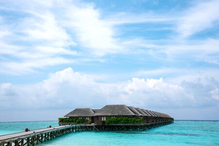 Meeru Island Maldives April 2019. - Amazing tropical Overwater Bungalow Resort on the beach.のeditorial素材