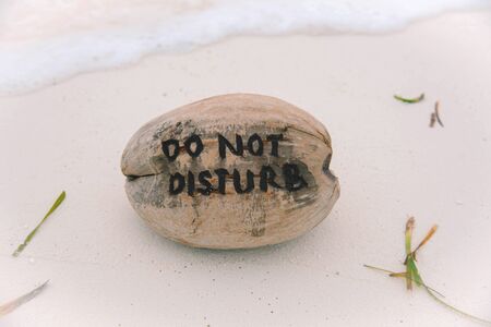 Do Not Disturb Sign on the beach, Maldives. Privacy concept.の写真素材