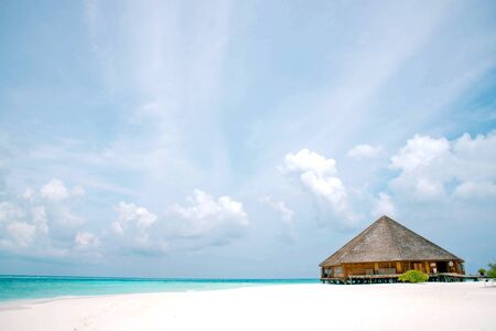 Meeru Island Maldives April 2019. - Amazing tropical Overwater Bungalow Resort on the beach.のeditorial素材