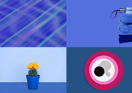 Collage inspired by blue color of the year. Creative minimal style.の写真素材