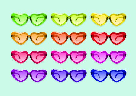 Pattern of heart shaped sun glasses on mint background.の写真素材