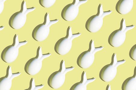 Painted eggs on pastel background. Creative minimal concept.の写真素材