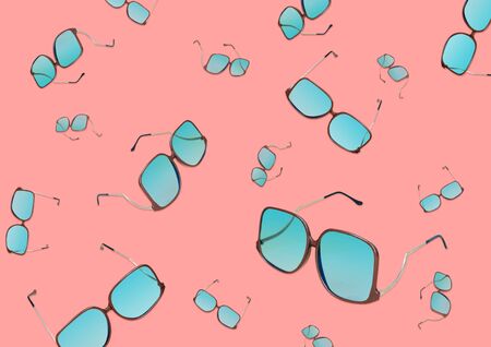 Retro sunglasses on minimal bright background. Summer concept.の写真素材