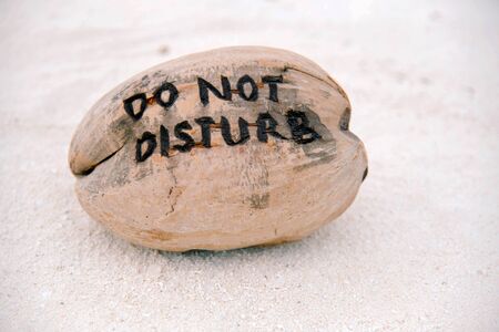 Do Not Disturb Sign on the beach, Maldives. Privacy concept.の写真素材