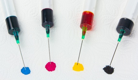 Syringes for refilling inkjet printerの写真素材