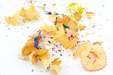 A bunch of colored pencil shavings