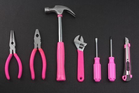 Handy tools with pink handles