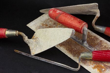 Masonry tools scattered all overの写真素材