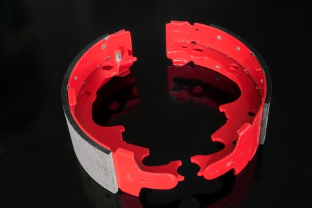 auto spare parts - red drum brake shoesの写真素材