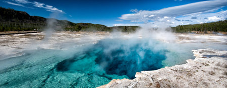 Deep blue sapphire very hot pool, Yellowstone National Parkの写真素材