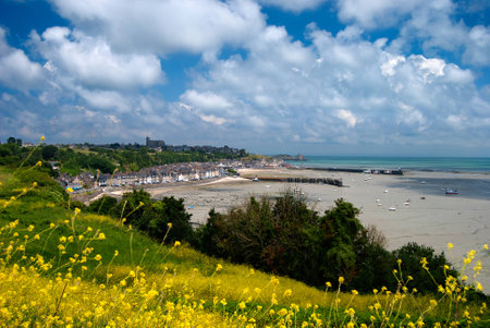 Fresh summer landscape of a bay in Normandy, Franceの写真素材