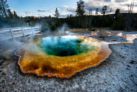 Morning glory hot spring in Yellowstone National Parkの写真素材
