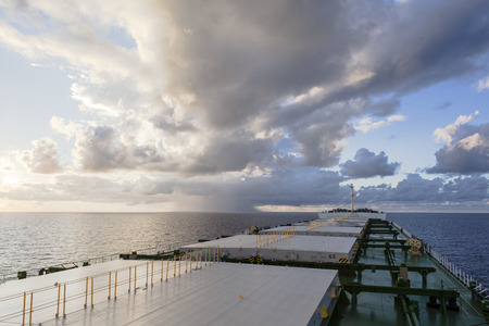 Panamax underway viewed from main deck