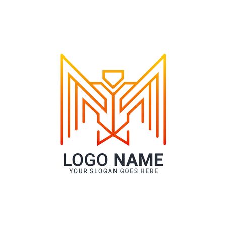 Modern abstract tech eagle logo design. Editable animal logo designのイラスト素材