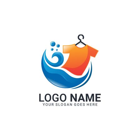 Modern laundry logo design. Editable logo designのイラスト素材