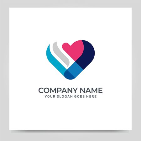 Abstract heart shape logo design. Logo based abstract love shape. Vector illustrationのイラスト素材