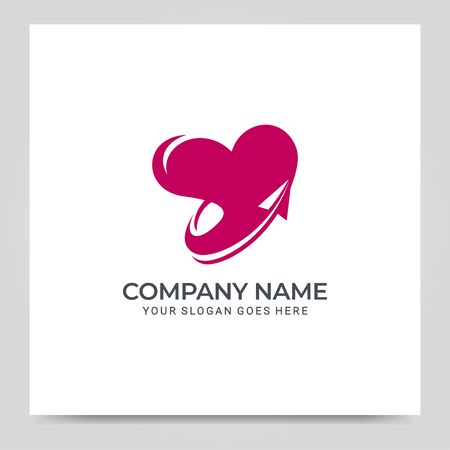 Arrow and hearth shape logo. Logo based abstract love shape. Vector illustrationのイラスト素材